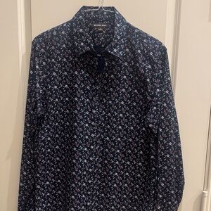 Michael Kors Navy Blue Floral Button-Down Shirt